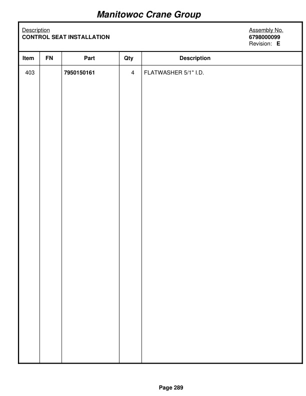 Grove RT528C Crane Parts Manual 76727 2005-2