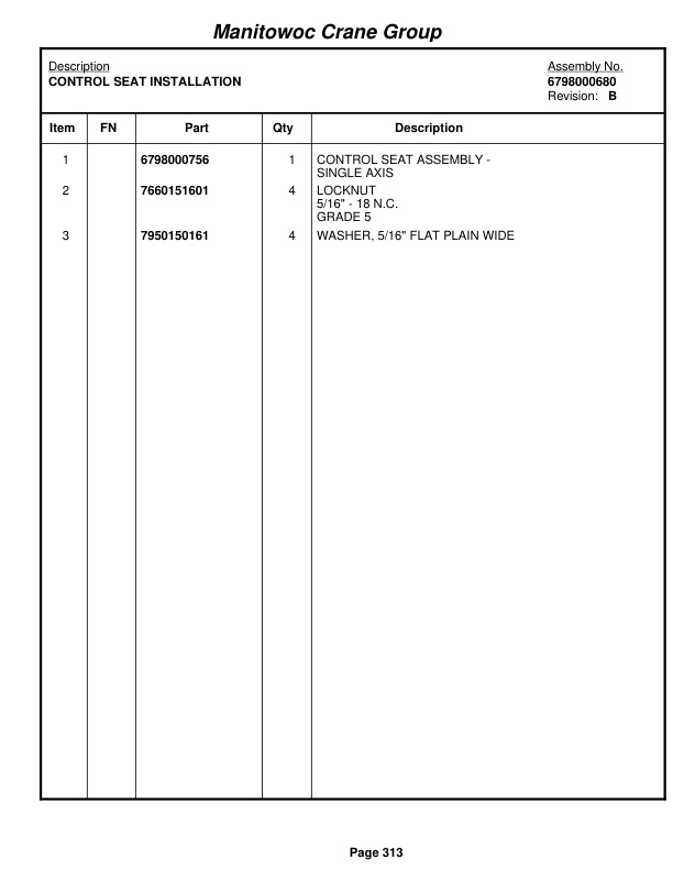 Grove RT528C Crane Parts Manual 82995 2006-2