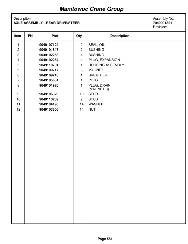 Grove RT528C Crane Parts Manual 83734 2007-3