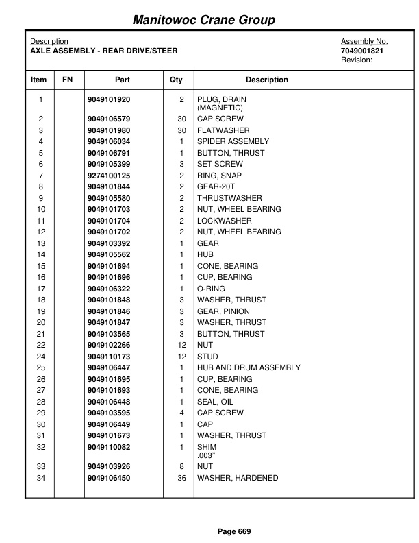 Grove RT528C Crane Parts Manual 87300 2007-3