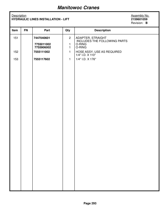 Grove RT530 Crane Parts Manual 222565 2014-2