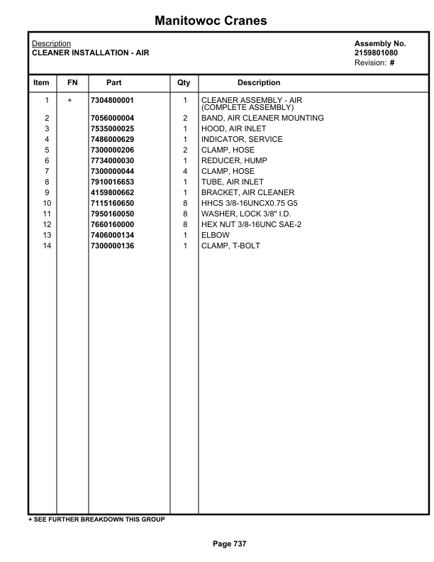 Grove RT530D Crane Parts Manual 87607 2021-3