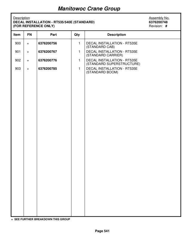 Grove RT530E-2 Crane Parts Manual 226297 2007-3