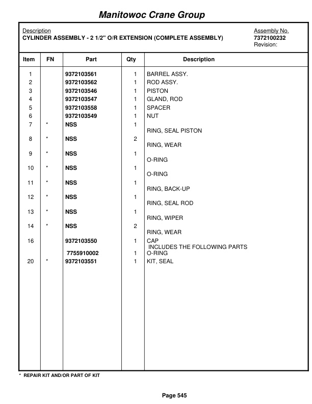 Grove RT530E-2 Crane Parts Manual 226299 2008-3