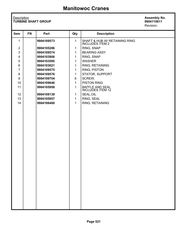 Grove RT530E-2 Crane Parts Manual 226498 2019-3