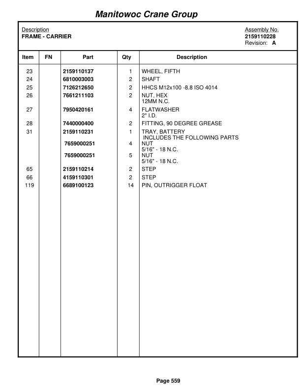 Grove RT530E-2 Crane Parts Manual 226593 2007-3