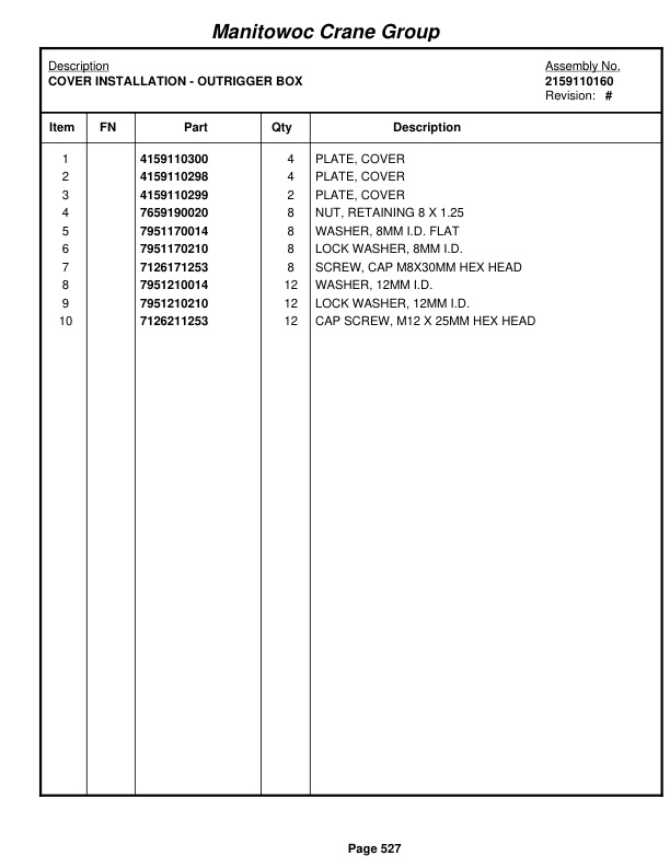 Grove RT530E-2 Crane Parts Manual 226594 2008-3