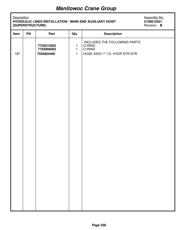 Grove RT530E-2 Crane Parts Manual 226804 2007-2