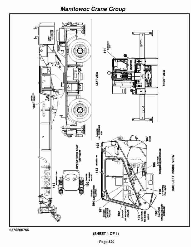 Grove RT530E-2 Crane Parts Manual 226911 2007-3