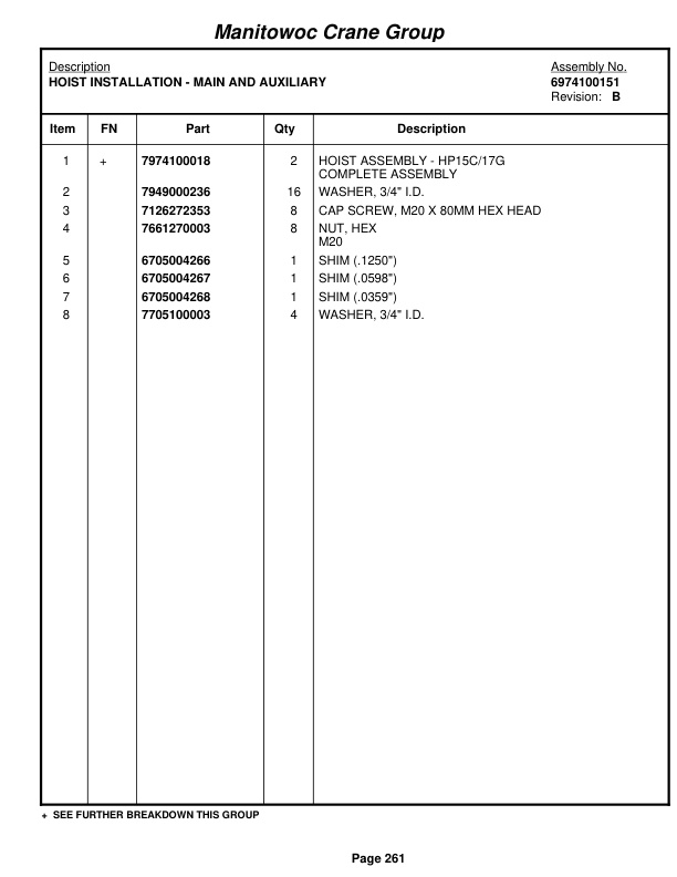 Grove RT530E-2 Crane Parts Manual 226913 2007-2