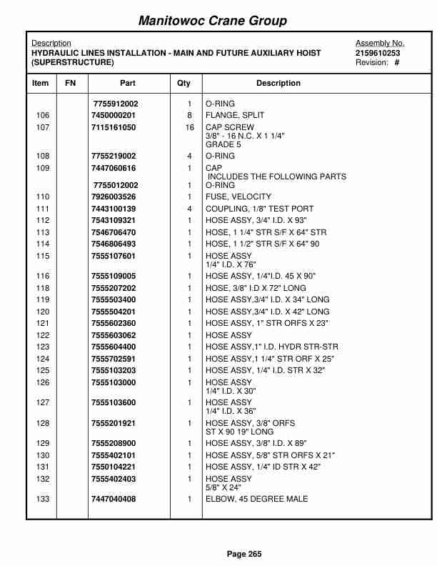 Grove RT530E-2 Crane Parts Manual 227296 2007-2