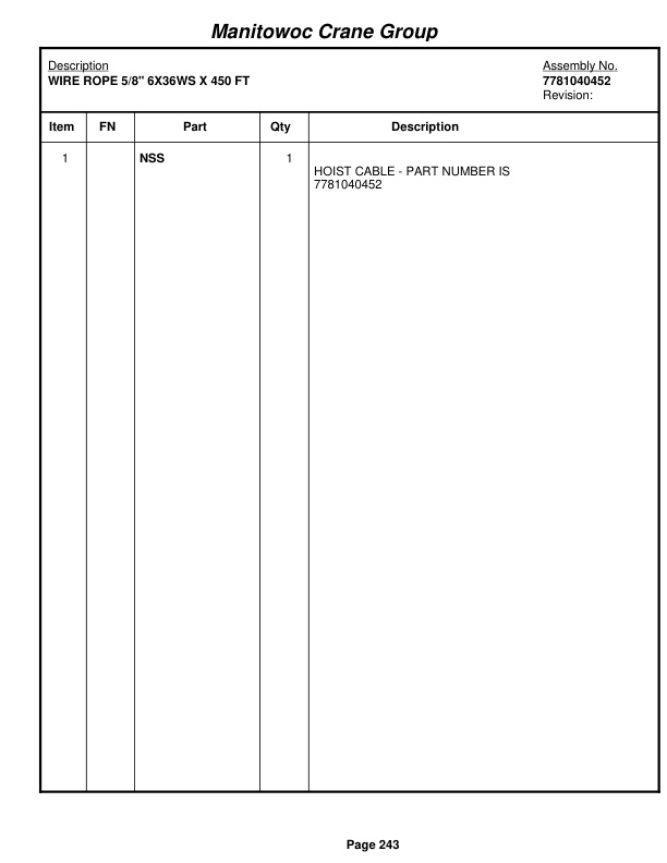 Grove RT530E-2 Crane Parts Manual 227430 2007-2