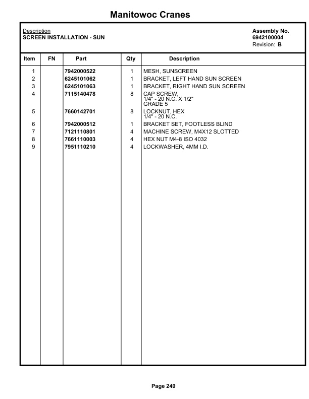 Grove RT530E-2 Crane Parts Manual 228086 2019-2