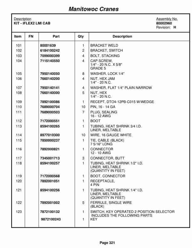 Grove RT530E-2 Crane Parts Manual 232137 2011-2