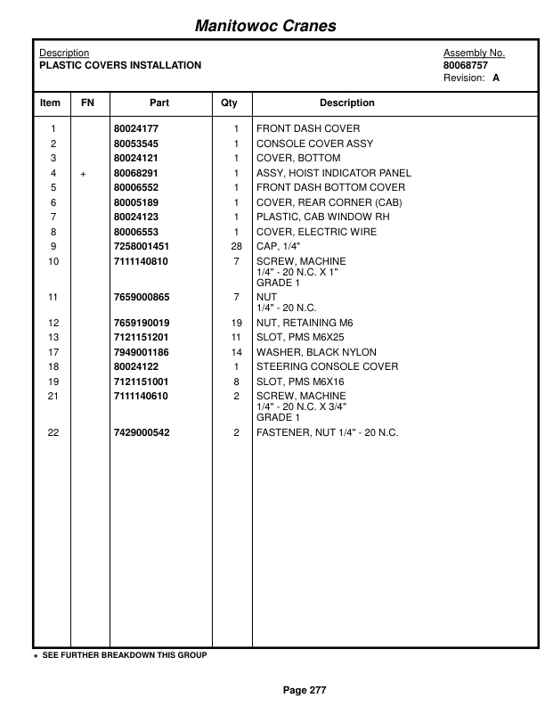 Grove RT530E-2 Crane Parts Manual 234956 2017-2