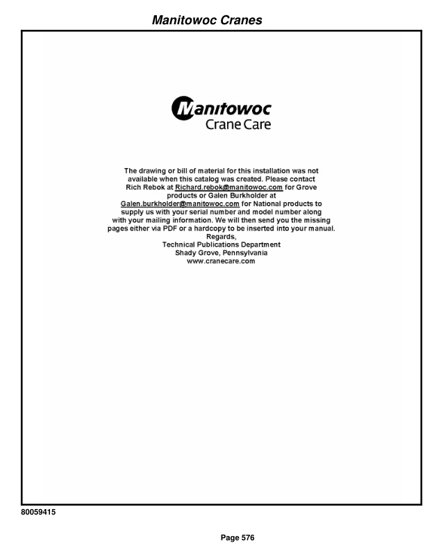 Grove RT530E-2 Crane Parts Manual 235595 2016-3