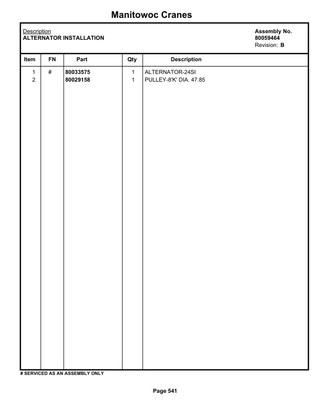 Grove RT530E-2 Crane Parts Manual 236258 2018-3