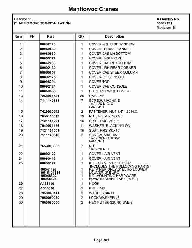 Grove RT530E-2 Crane Parts Manual 236467 2019-2