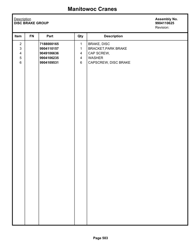 Grove RT530E-2 Crane Parts Manual 236972 2020-3