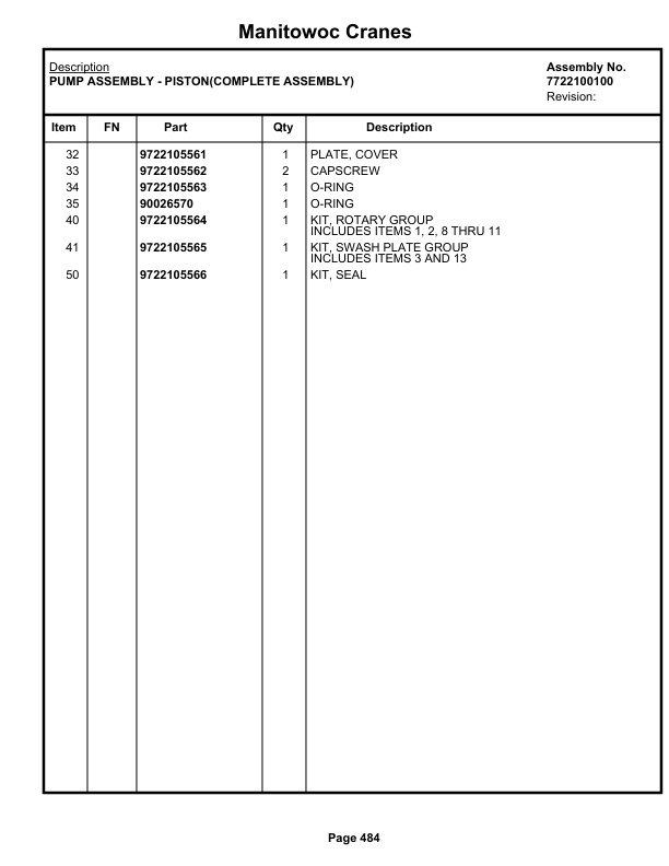 Grove RT530E-2 Crane Parts Manual 237022 2020-3