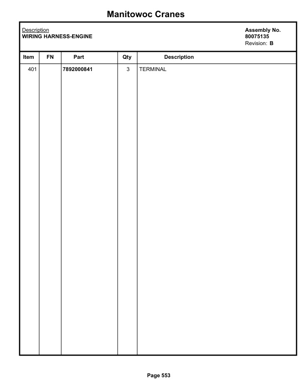 Grove RT530E-2 Crane Parts Manual 237087 2021-3