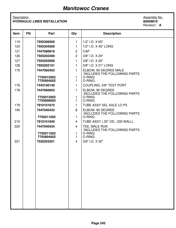 Grove RT530E-2 Crane Parts Manual 258267 2009-2