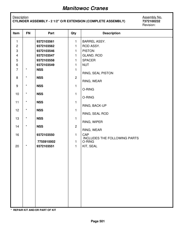 Grove RT530E-2 Crane Parts Manual 258267 2009-3