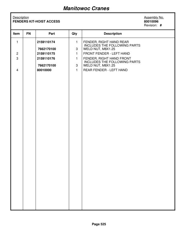 Grove RT530E-2 Crane Parts Manual 258418 2010-3