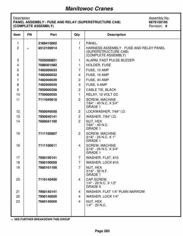 Grove RT530E-2 Crane Parts Manual 258424 2010-2