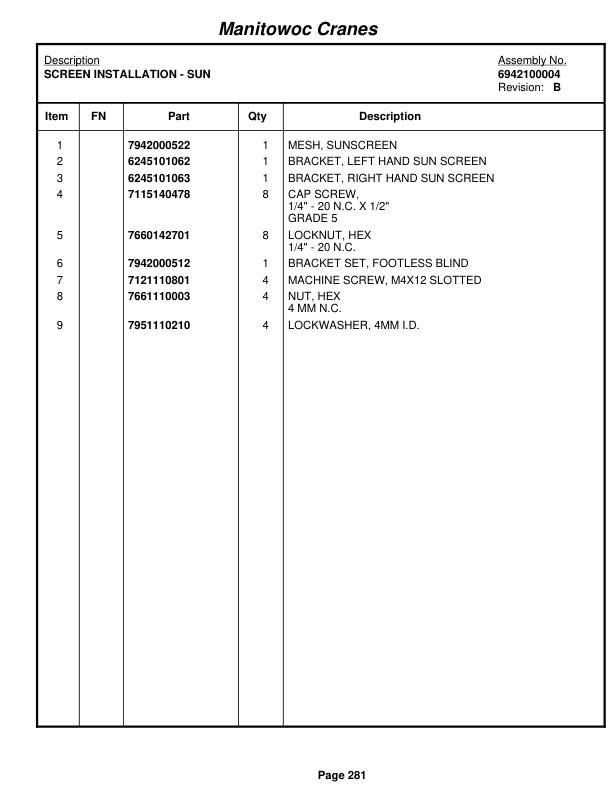 Grove RT530E-2 Crane Parts Manual 258468 2010-2