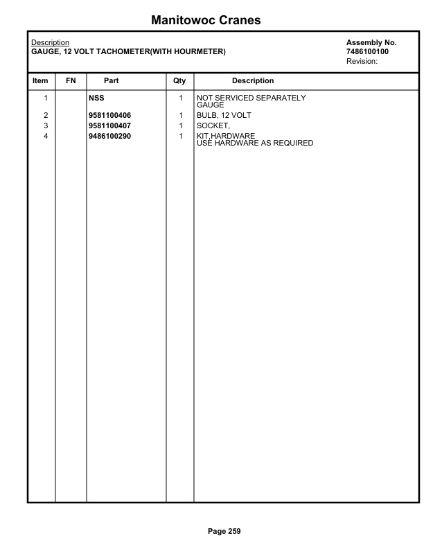 Grove RT530E-2 Crane Parts Manual 258598 2018-2