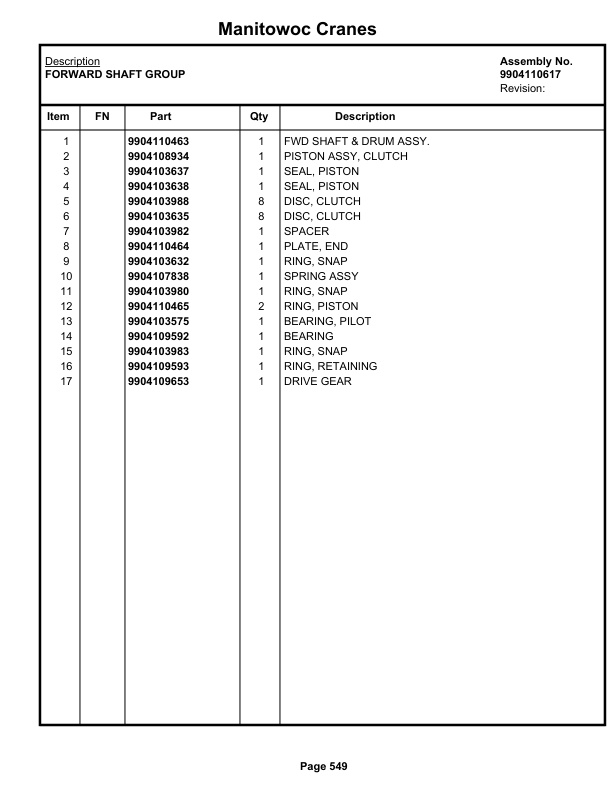 Grove RT530E-2 Crane Parts Manual 258600 2019-3