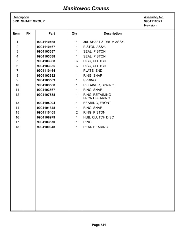 Grove RT530E-2 Crane Parts Manual 258603 2012-3