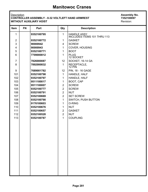 Grove RT530E-2 Crane Parts Manual 602672 2019-2