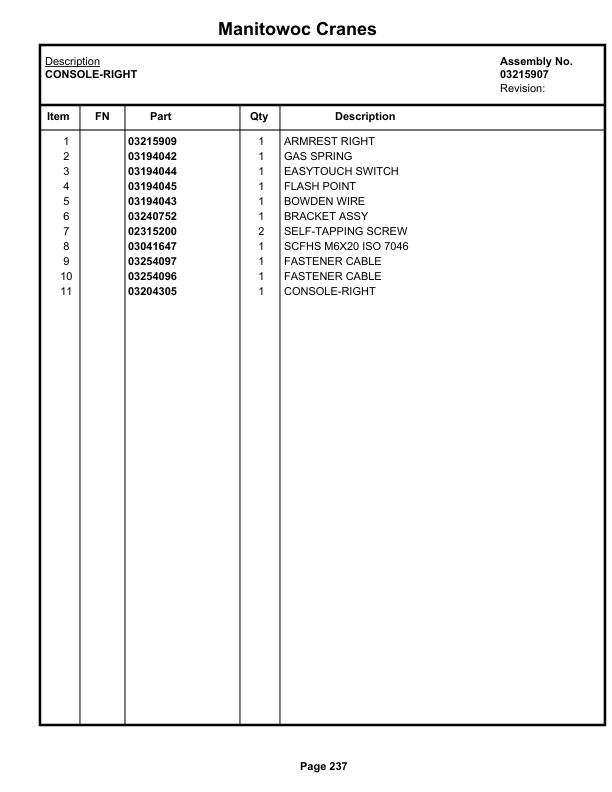 Grove RT530E-2 Crane Parts Manual 614092 2019-2