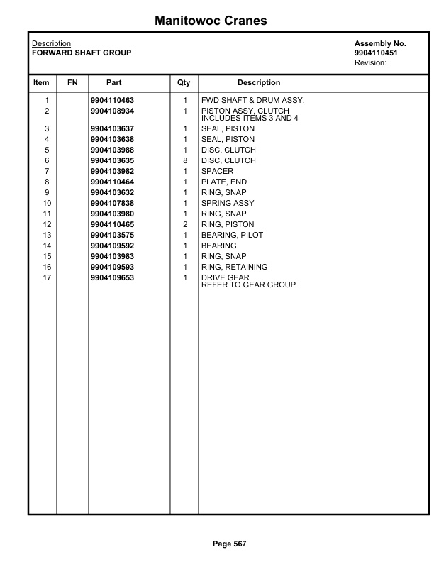 Grove RT530E-2 Crane Parts Manual 621962 2022-3