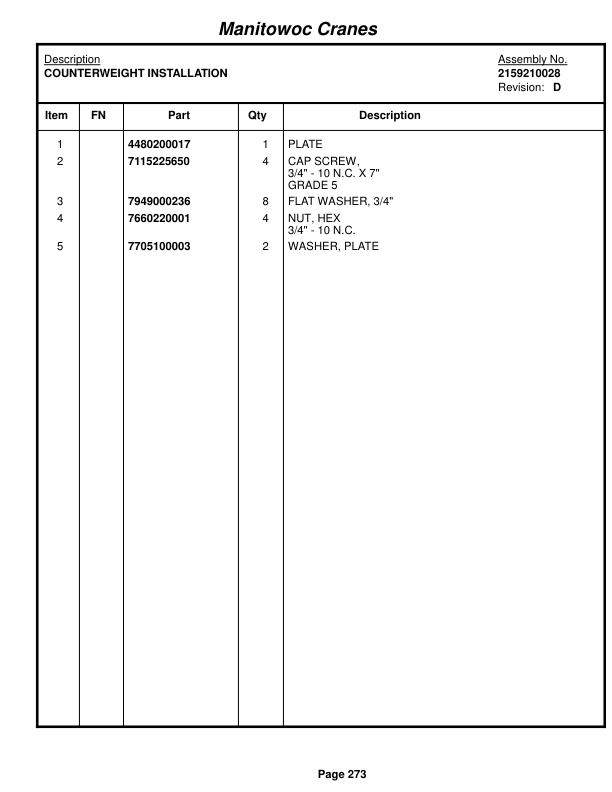 Grove RT530E Crane Parts Manual 222355 2014-2