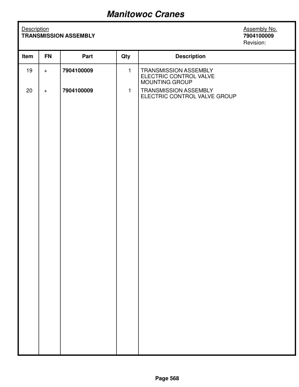 Grove RT530E Crane Parts Manual 223779 2015-3