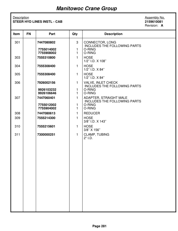 Grove RT530E Crane Parts Manual 224896 2005-2