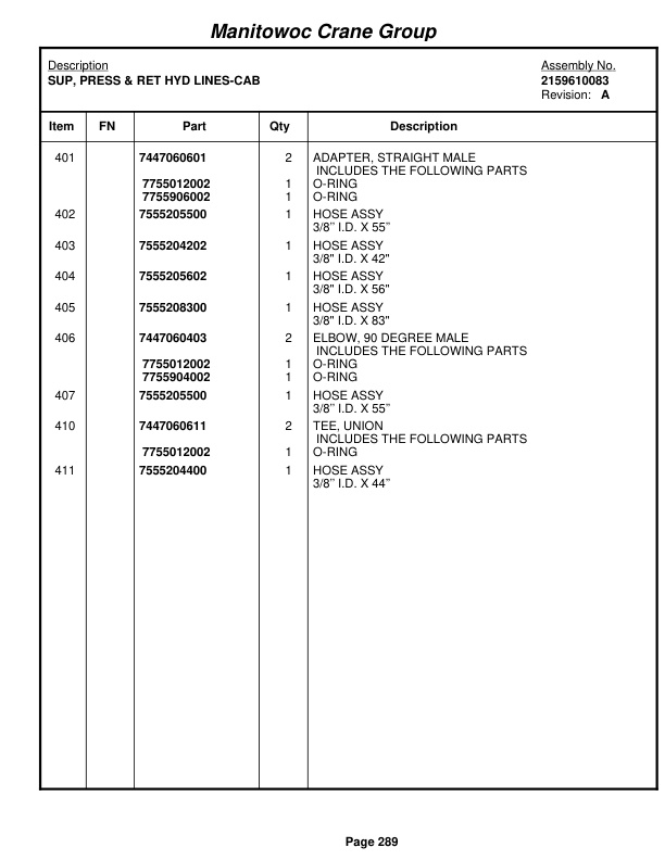 Grove RT530E Crane Parts Manual 225317 2006-2