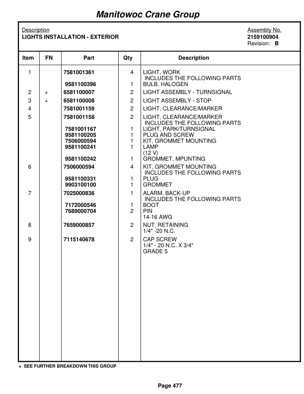 Grove RT530E Crane Parts Manual 225338 2006-3