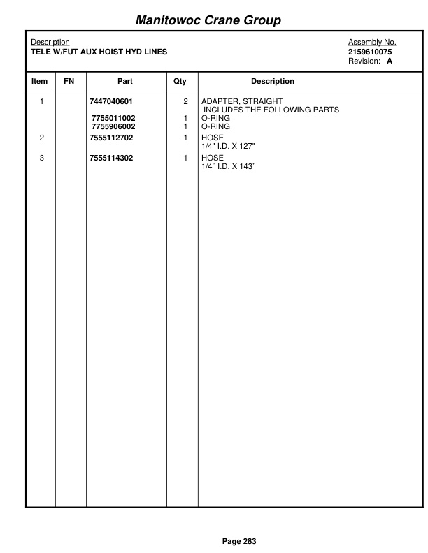 Grove RT530E Crane Parts Manual 225765 2006-2