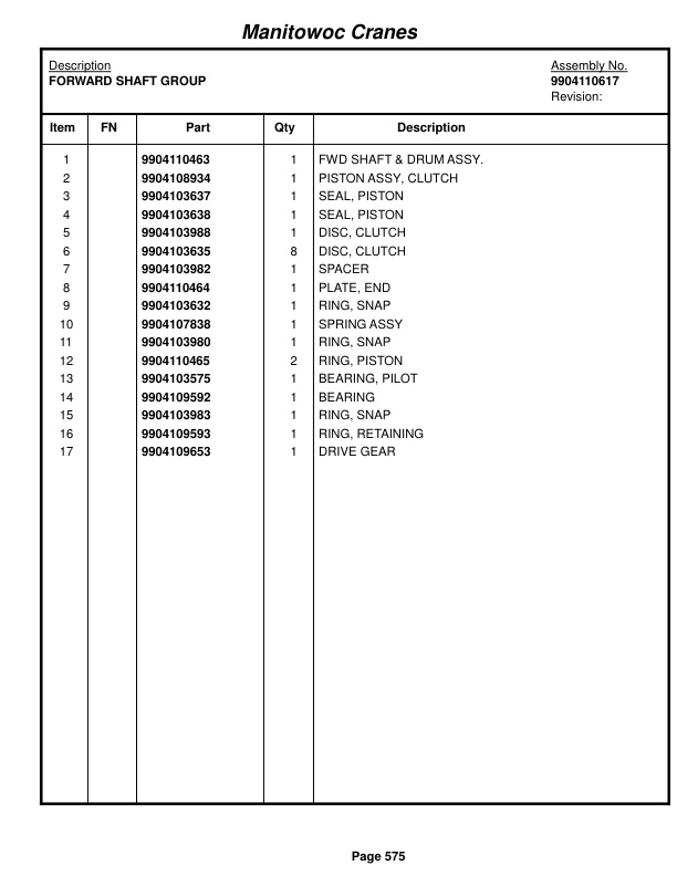 Grove RT530E Crane Parts Manual 228694 2016-3