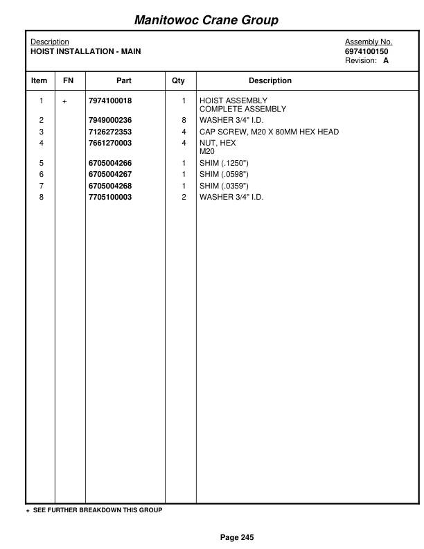 Grove RT535E Crane Parts Manual 226082 2006-2