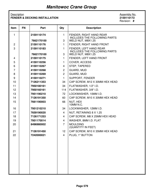 Grove RT540E Crane Parts Manual 226545 2007-3