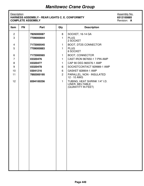 Grove RT540E Crane Parts Manual 226568 2007-3