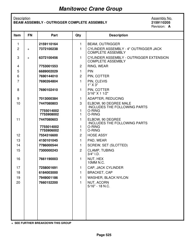 Grove RT540E Crane Parts Manual 227152 2007-3