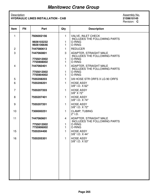 Grove RT540E Crane Parts Manual 227596 2007-2