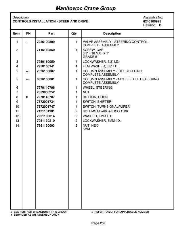 Grove RT540E Crane Parts Manual 227877 2007-2