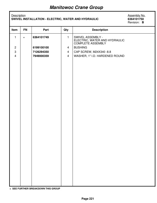 Grove RT540E Crane Parts Manual 228030 2007-2